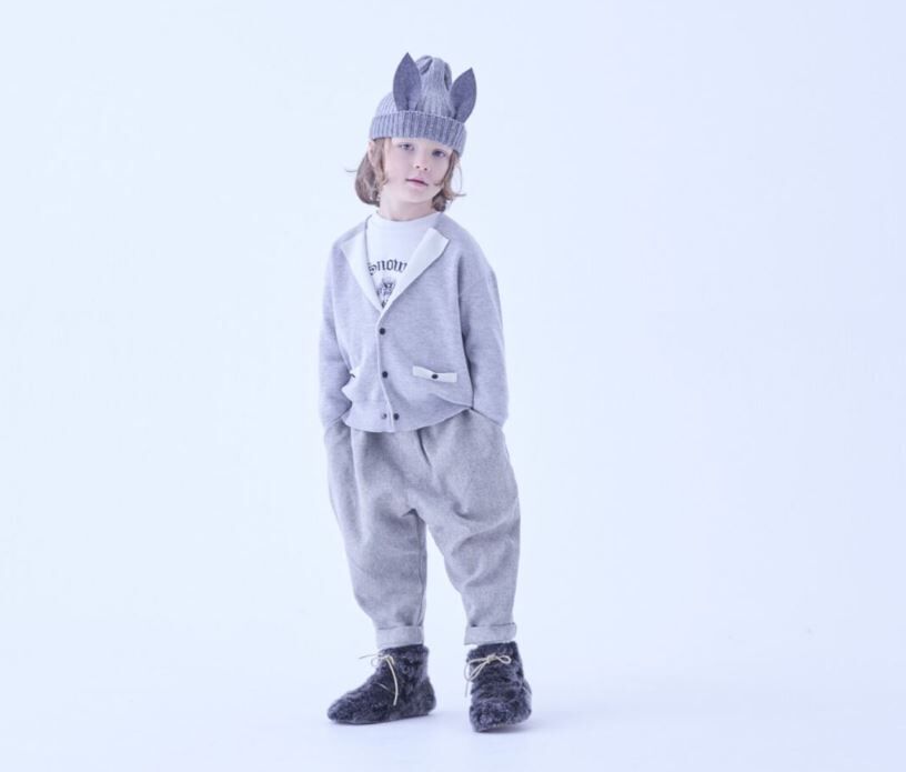 ELFINFOLK 人字紋繭型褲 Herringbone Tweed Sarrouel Pants light gray