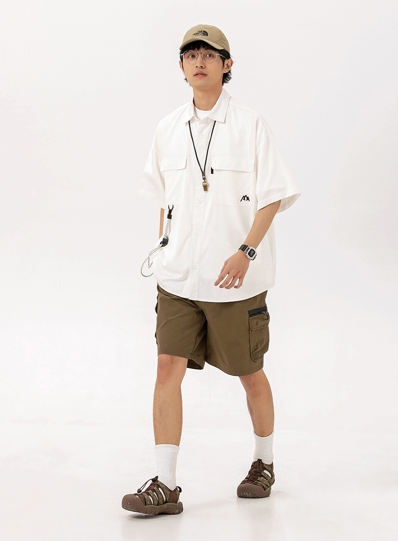 9M17 率性綁帶造型工裝短袖襯衫 五色