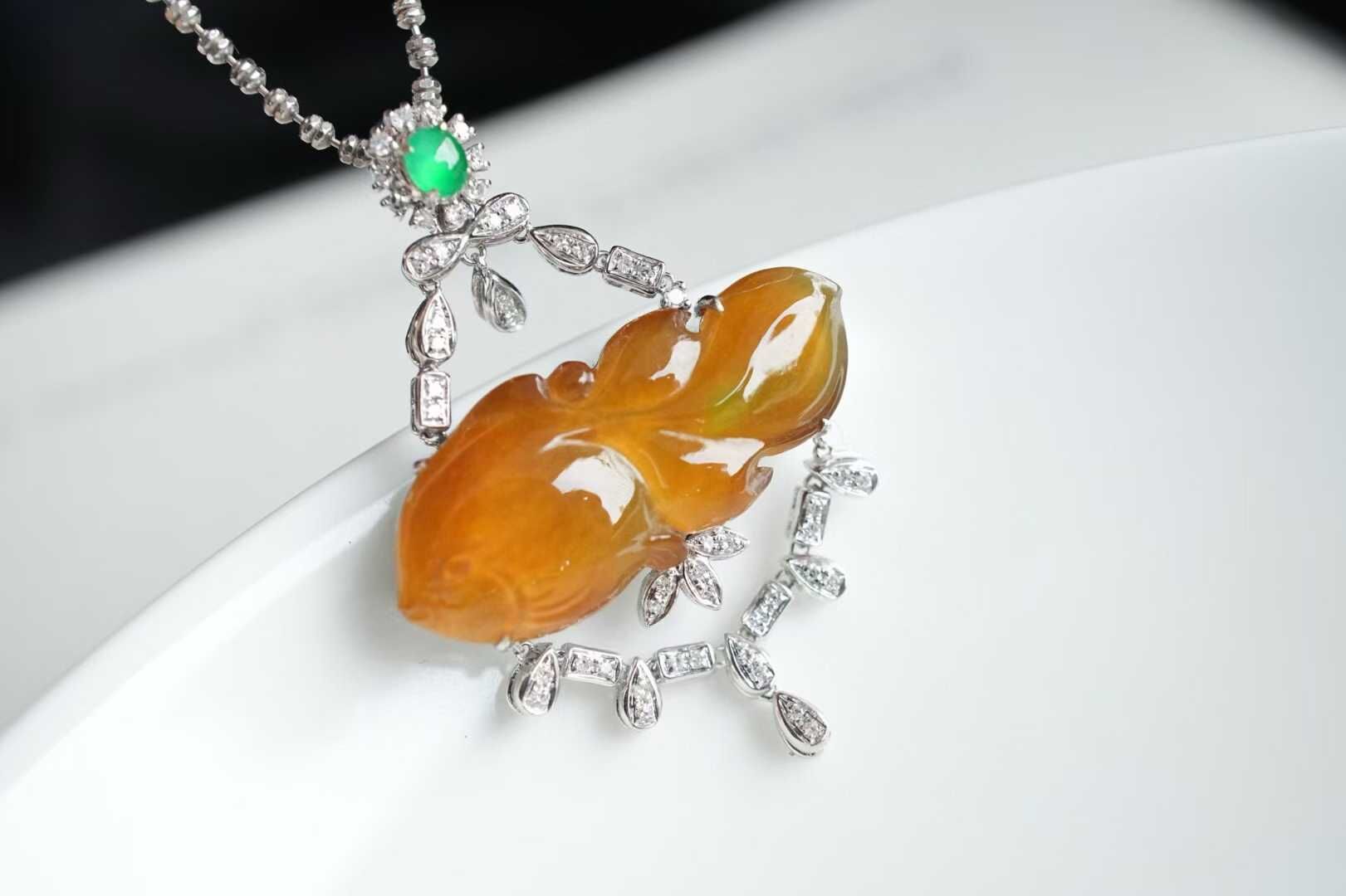 96815 翡翠招財黃翡金玉滿堂吊墜