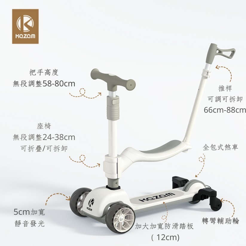 Kazam 三合一旗艦款滑步車360輔助輪-兩色可選