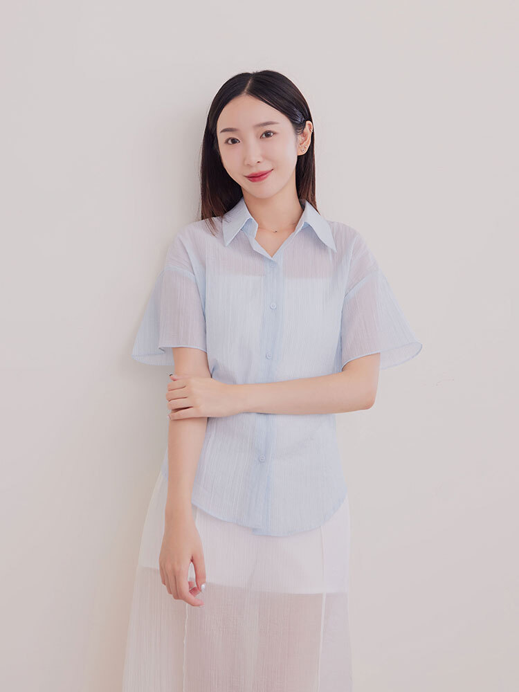 OH!HER 木紋綁帶天絲造型襯衫