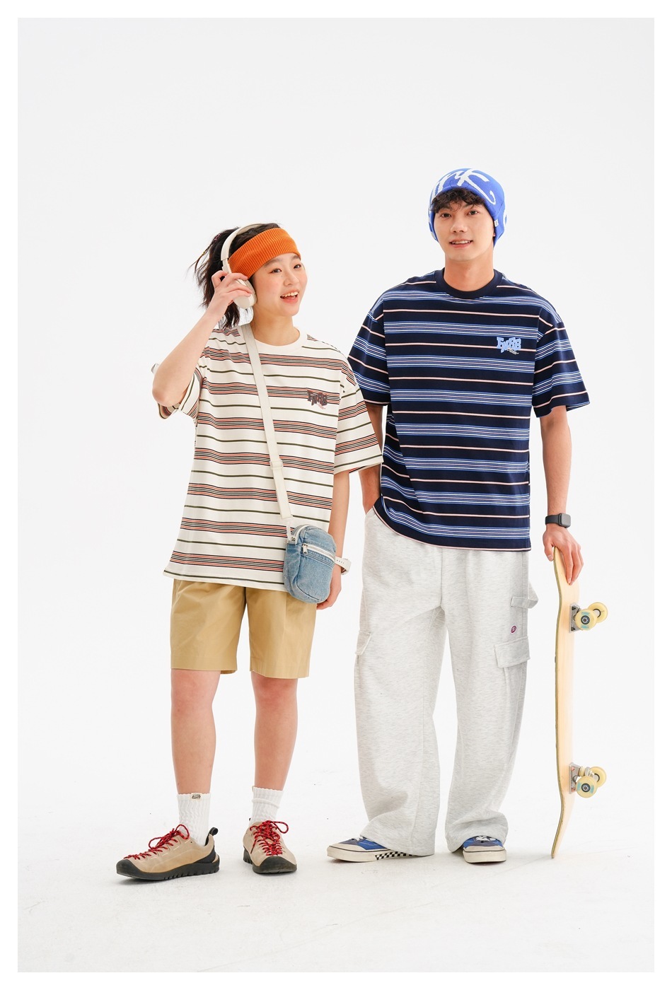 9M07 百搭復古撞色條紋短棉TEE 兩色