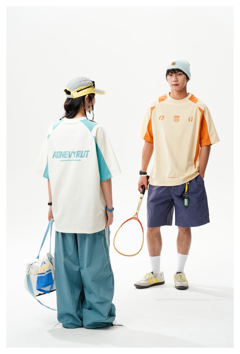 9M03 美式復古撞色印花短棉TEE 兩色