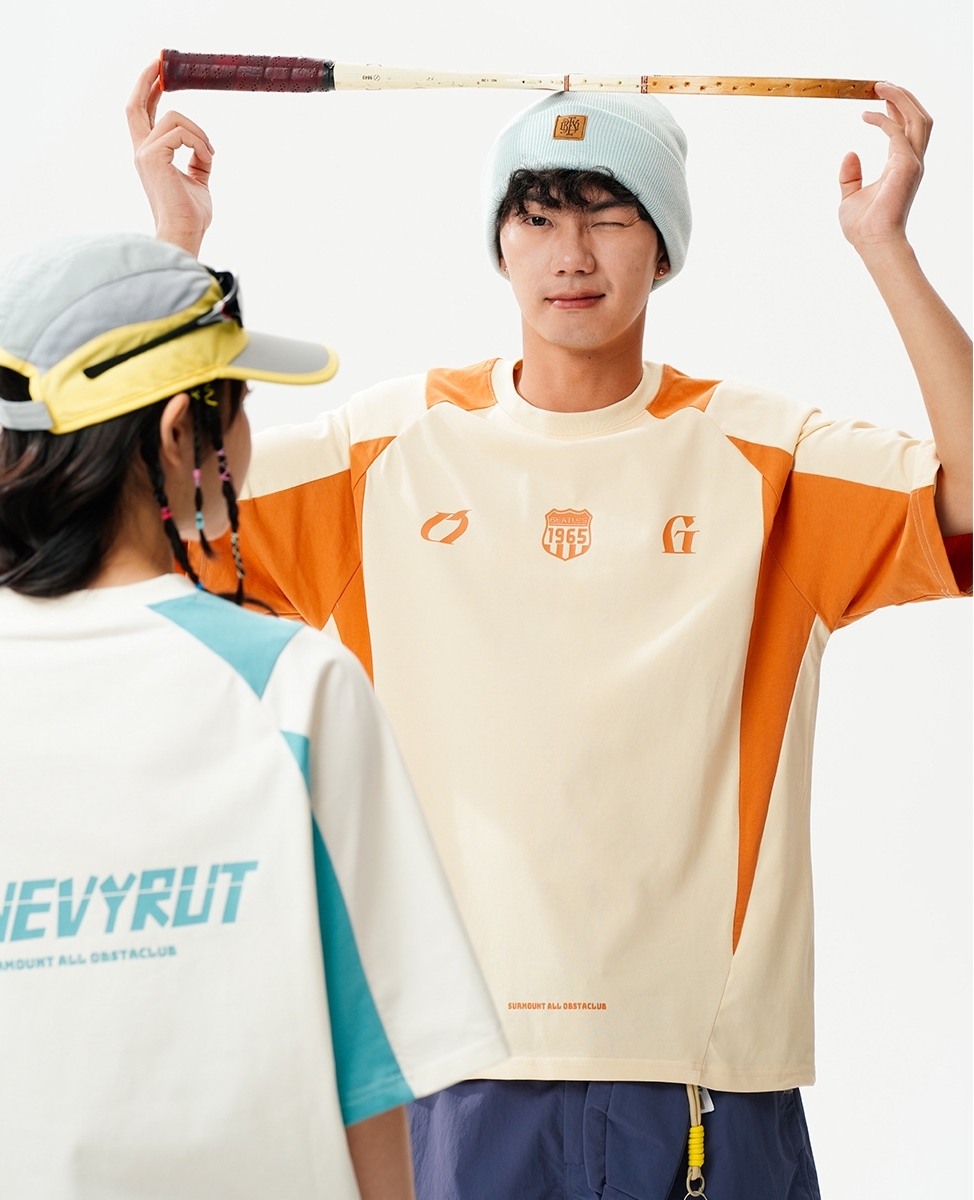 9M03 美式復古撞色印花短棉TEE 兩色