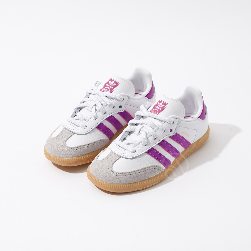 Adidas Samba OG EL 小童 童鞋 白粉色 皮革 復古 德訓鞋 舒適 休閒鞋 IE8852