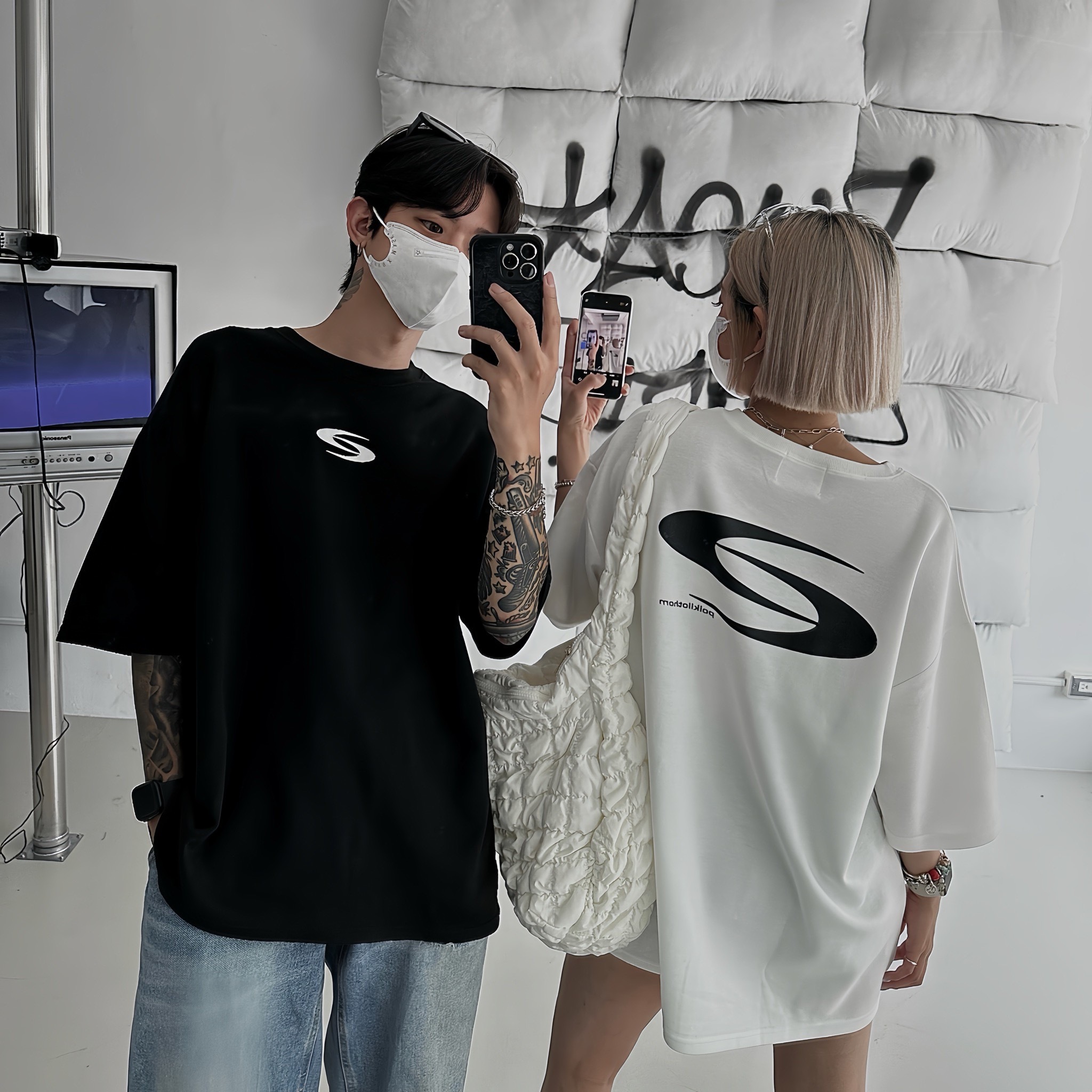 Y2K 迴力鏢 設計 寬鬆 落肩 短袖