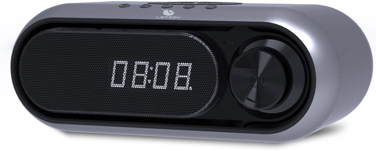 (2026年新年限時優惠) WD-300 Wireless Charging Clock Speaker - Metallic Grey