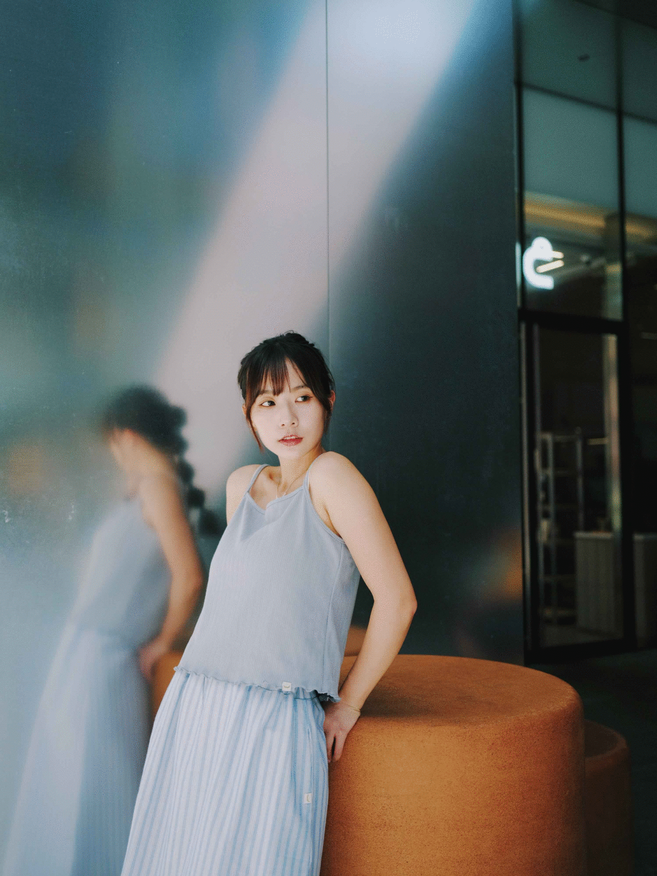 三色 / 暗直紋質感吊帶背心 / Faint Stripe Jersey Camisole