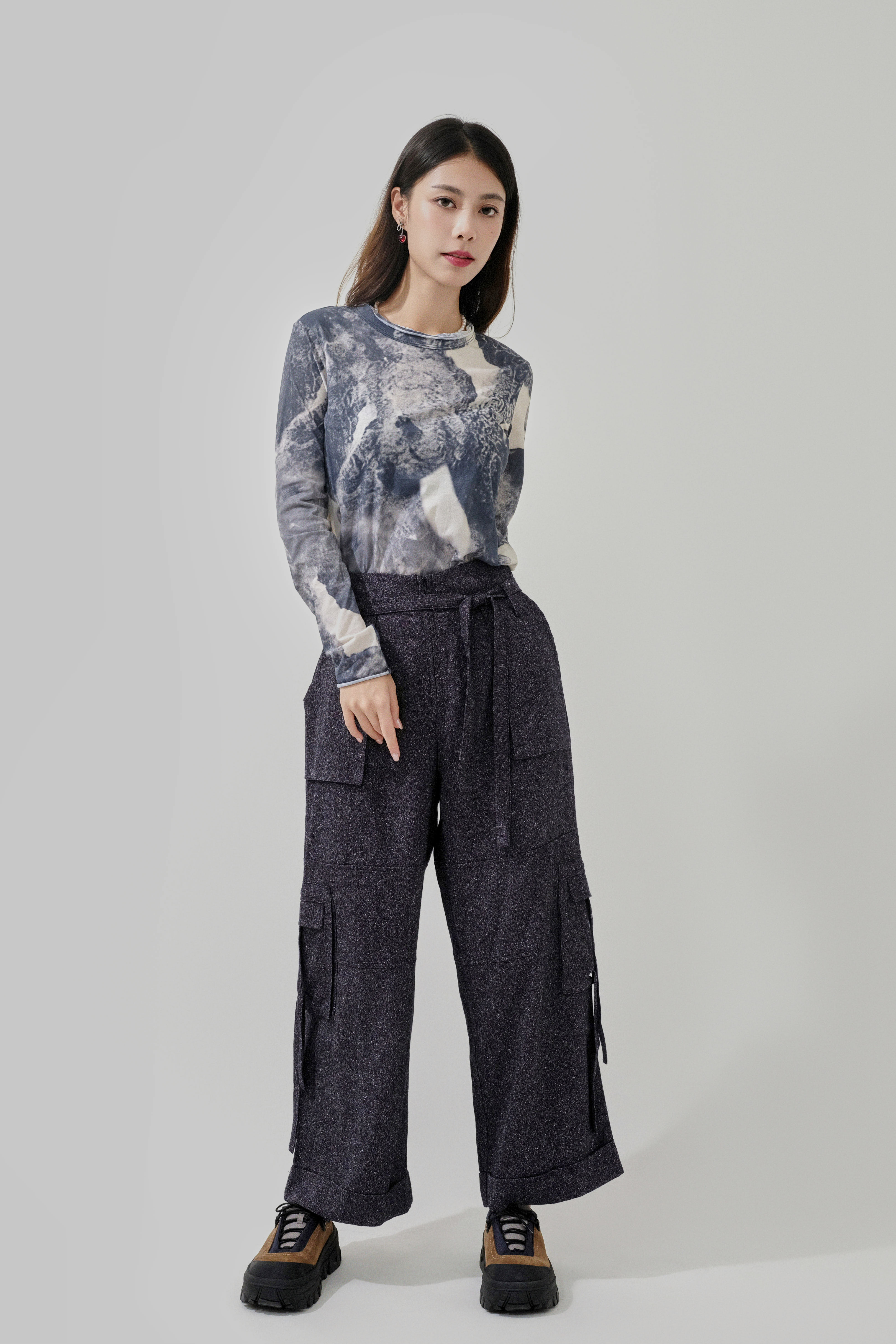 裝飾帶西裝布軍褲（預購產品）