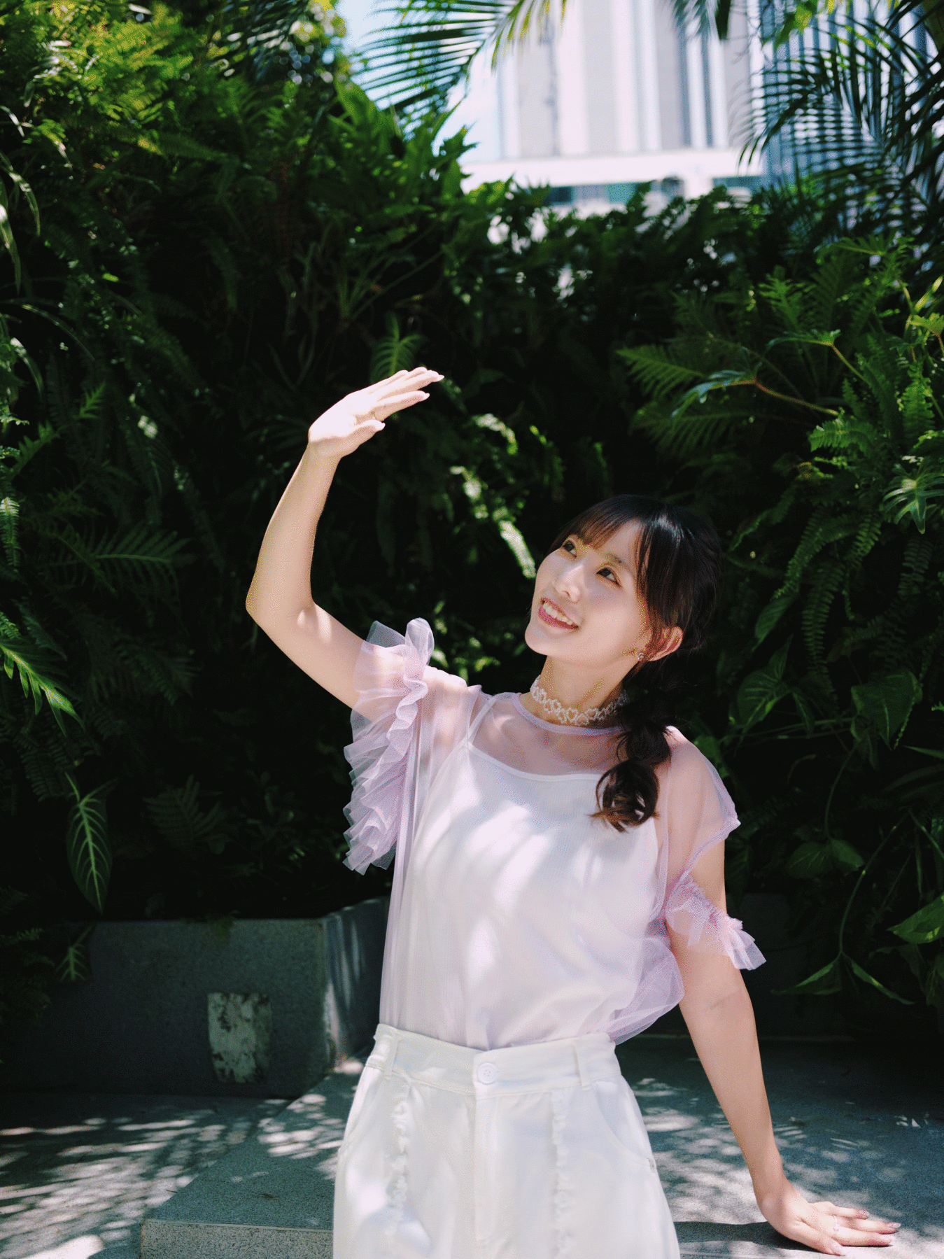 三色 / 氣質網紗不對稱上衣 / Charisma Mesh Asymmetrical Top