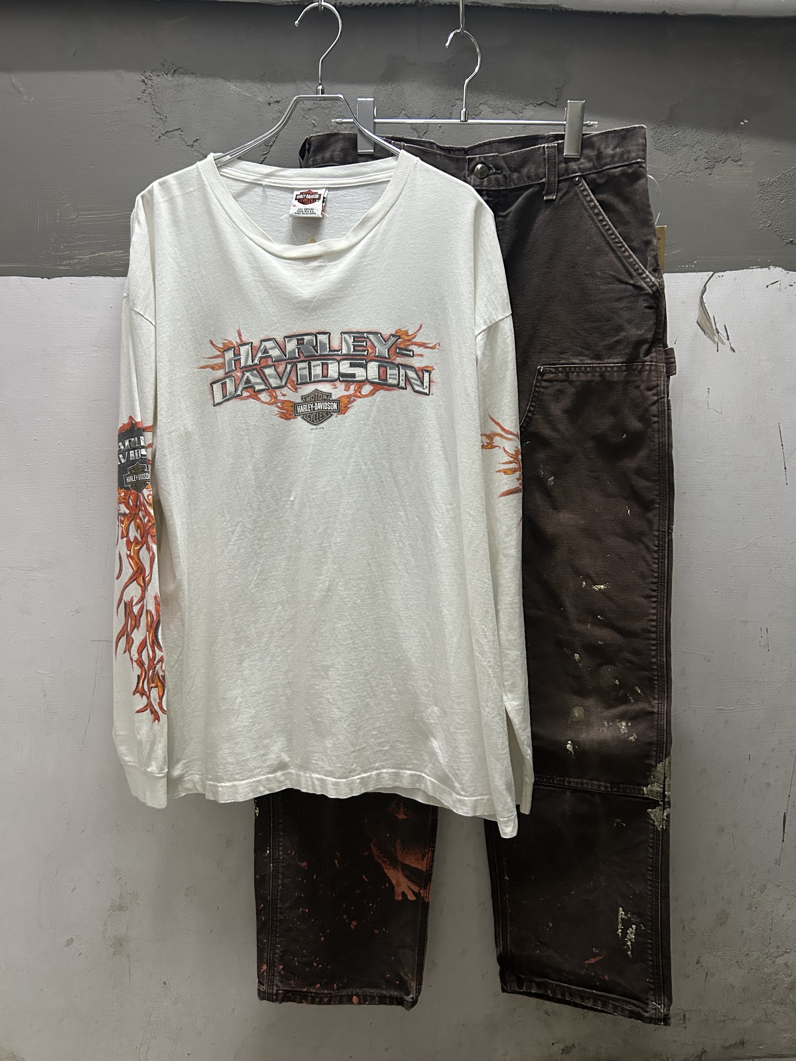 00s HARLEY DAVIDSON L/S Tee Sleeve Print Made in USA