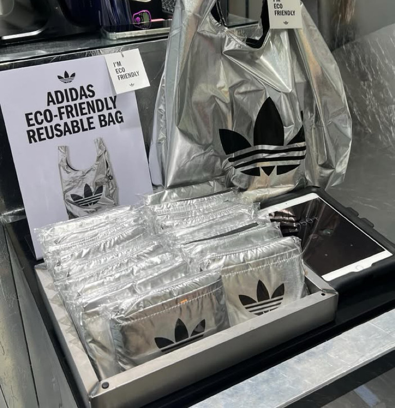 【現貨出清】韓國代購 Adidas Eco Reusable Bag  限定 銀色 大容量 肩背包