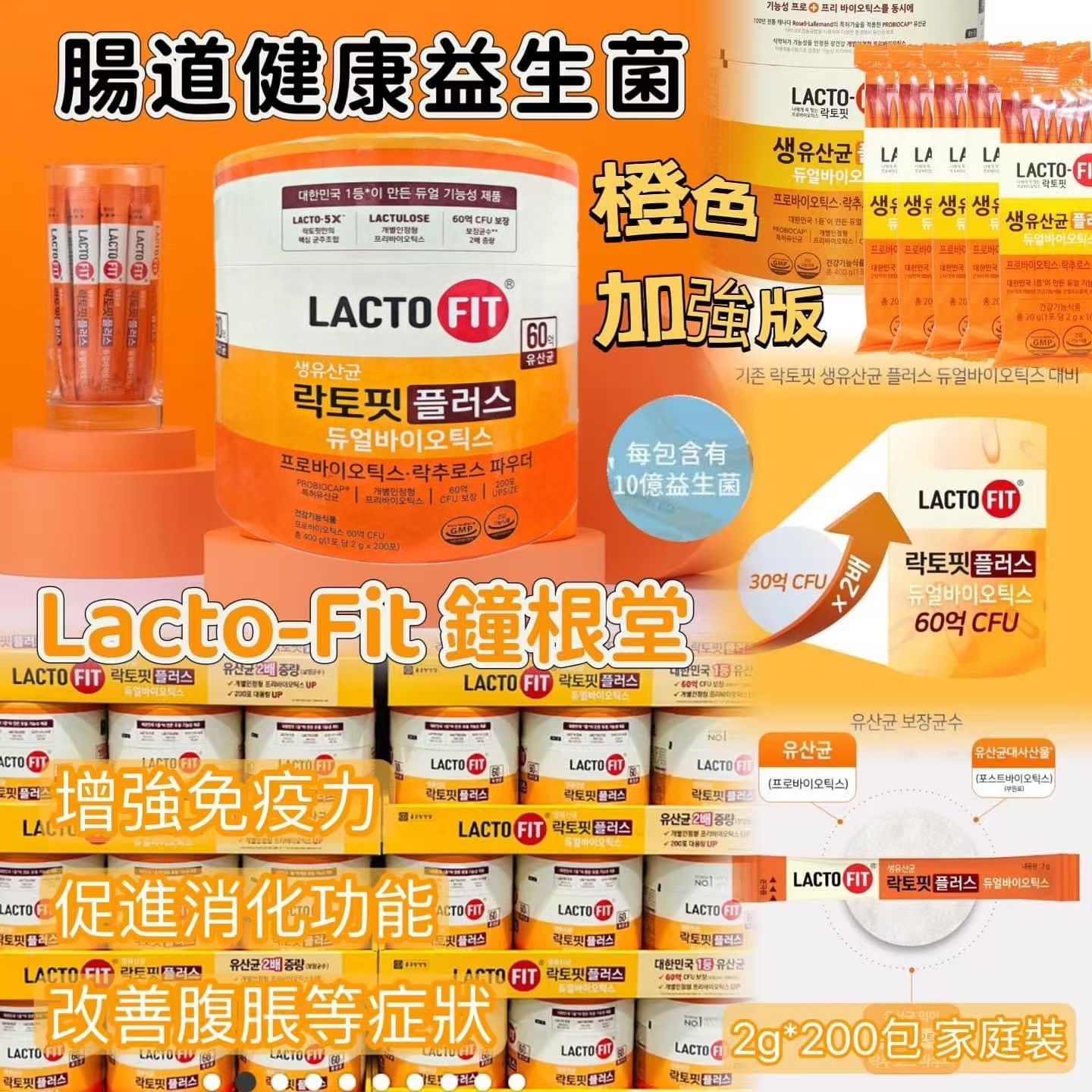 韓國LACTO-FIT加強版益生菌 1桶200條