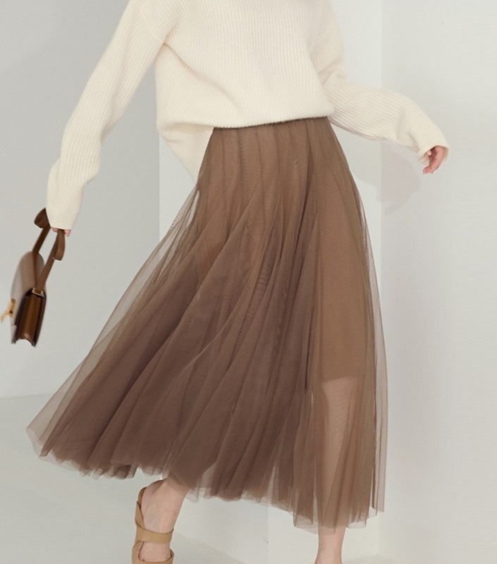 純色網紗中長裙 兩色