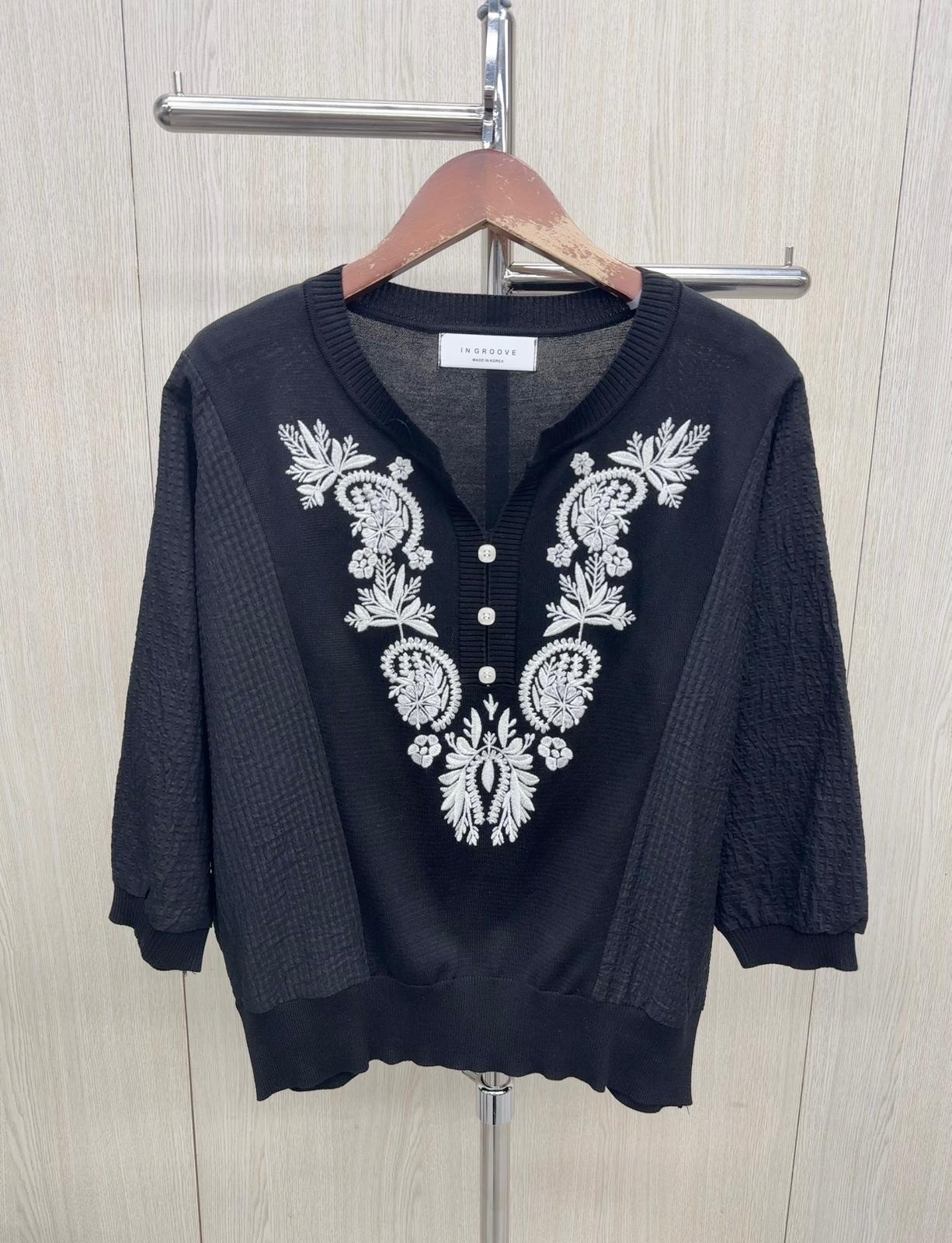 韓國高質繡花針織top ～116AG