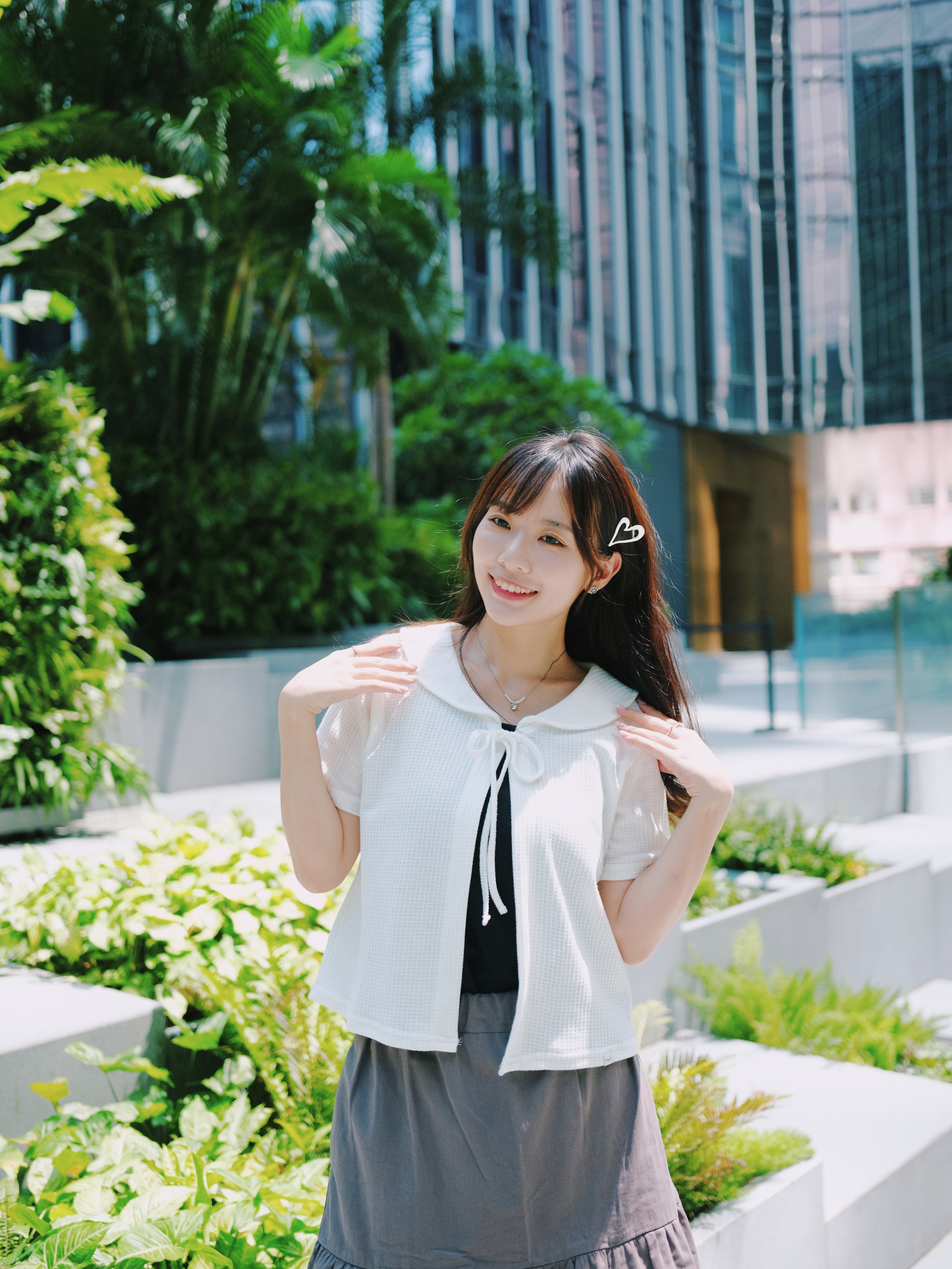 三色 / 小圓領蝴蝶結短袖外套 / Peter Pan Collar Ribbon Tie Short Sleeve Cardigan