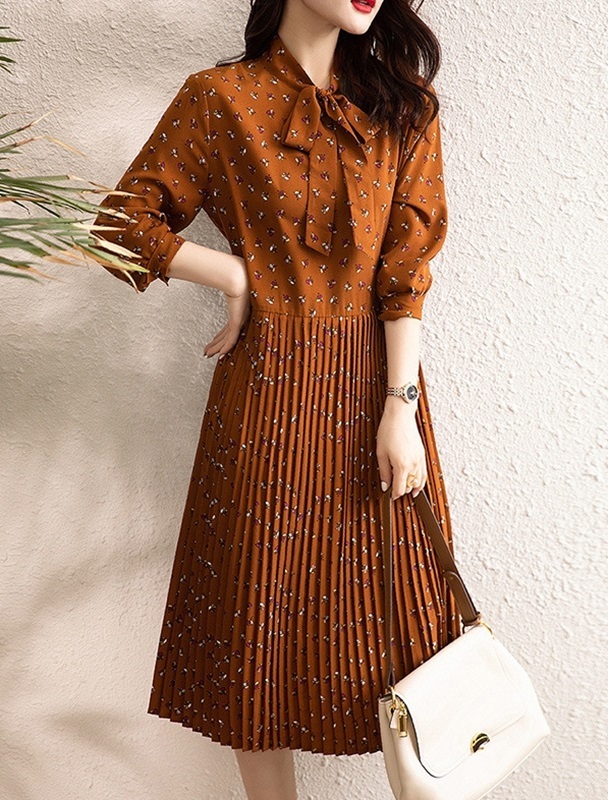 綁帶百褶雪紡洋裝 黑色