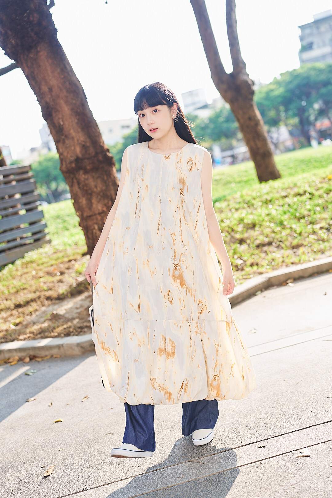 (限量)漂浮夢境！油畫氣球連衣裙(兩色-淺灰)