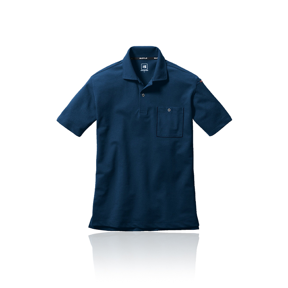 BURTLE 667-3 工作Polo襯衫短袖 藍色