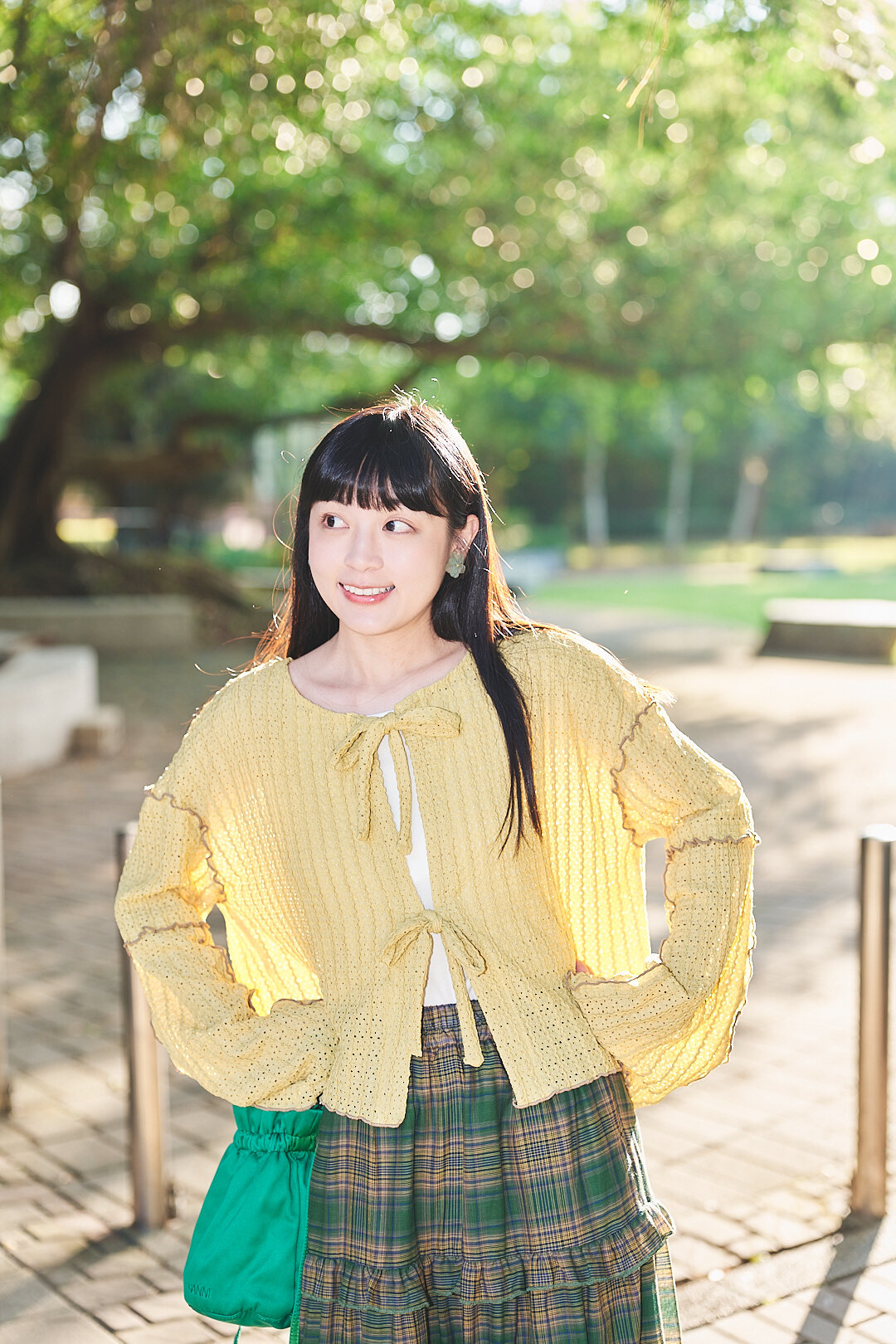 (限量)秋上溫室！蝴蝶結滾邊針織衫(兩色-緗黃)