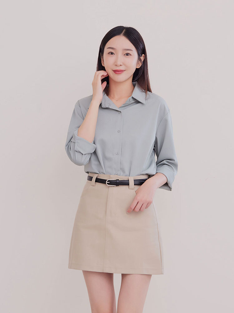 OH！HER best四季絲滑後開衩襯衫