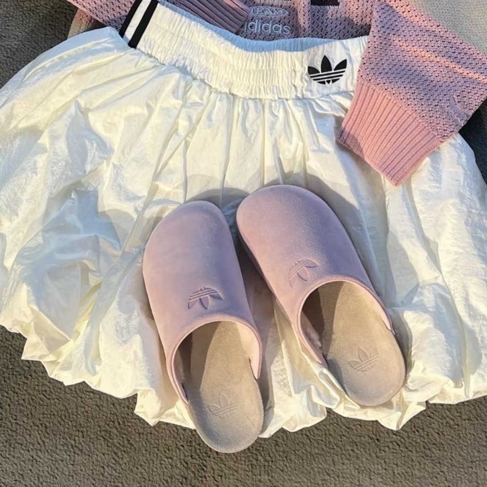 ADIDAS ORIGINALS ADIMULE 粉色 BABY粉 勃肯鞋 麂皮 絨毛拖鞋 JP8731