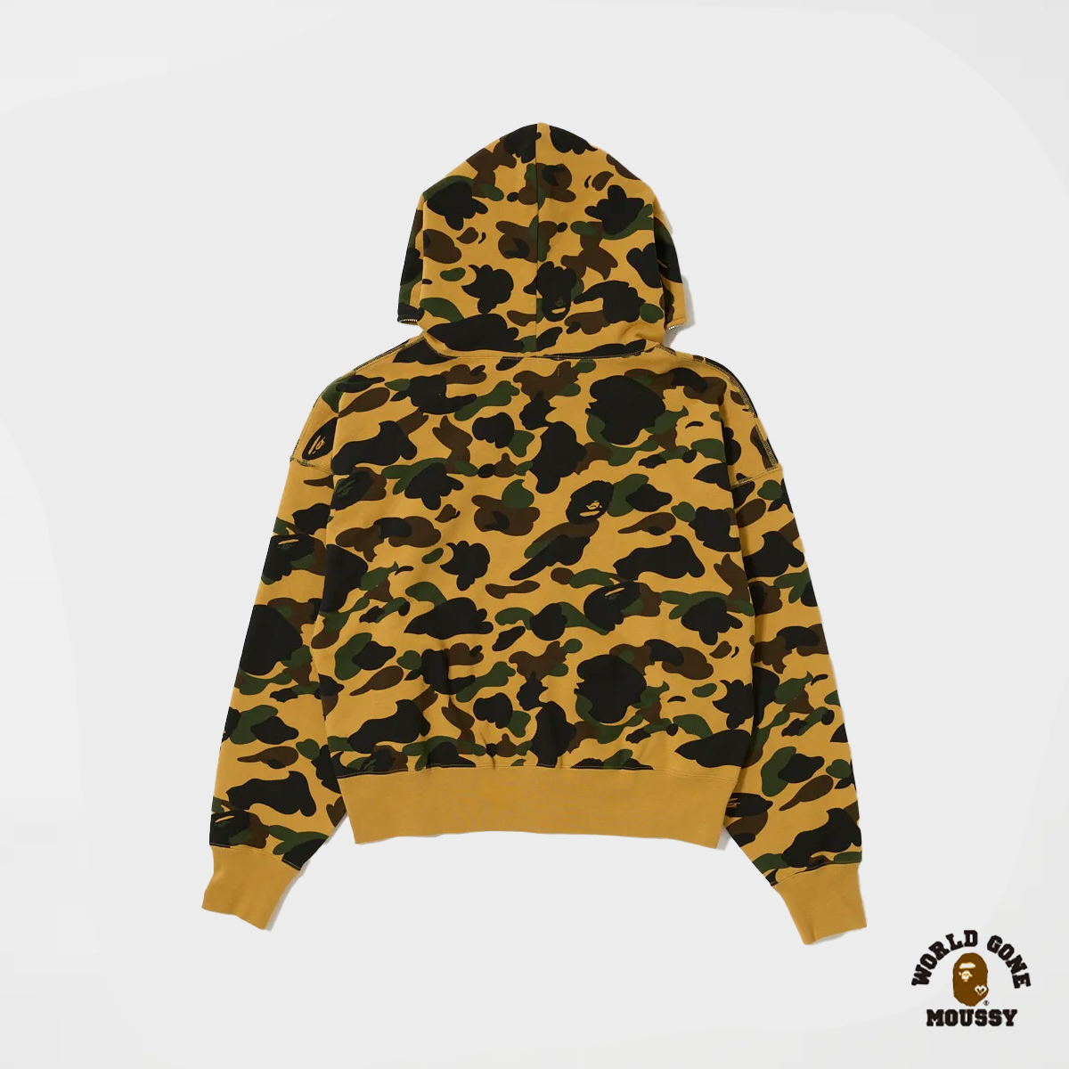 A BATHING APE X MOUSSY COLLEGE LOGO ZIP BAPE 猿人頭迷彩大學