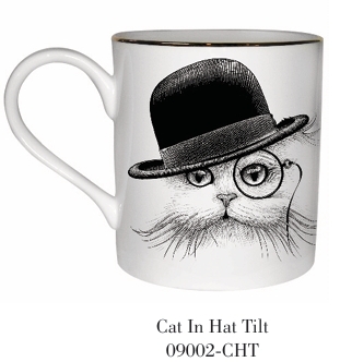 戴著紳士帽的貓馬克杯