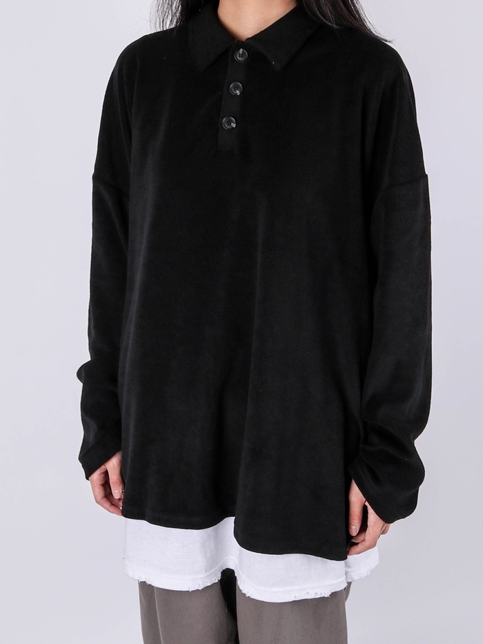 (韓國獨家特價) 毛巾布領長袖T卹