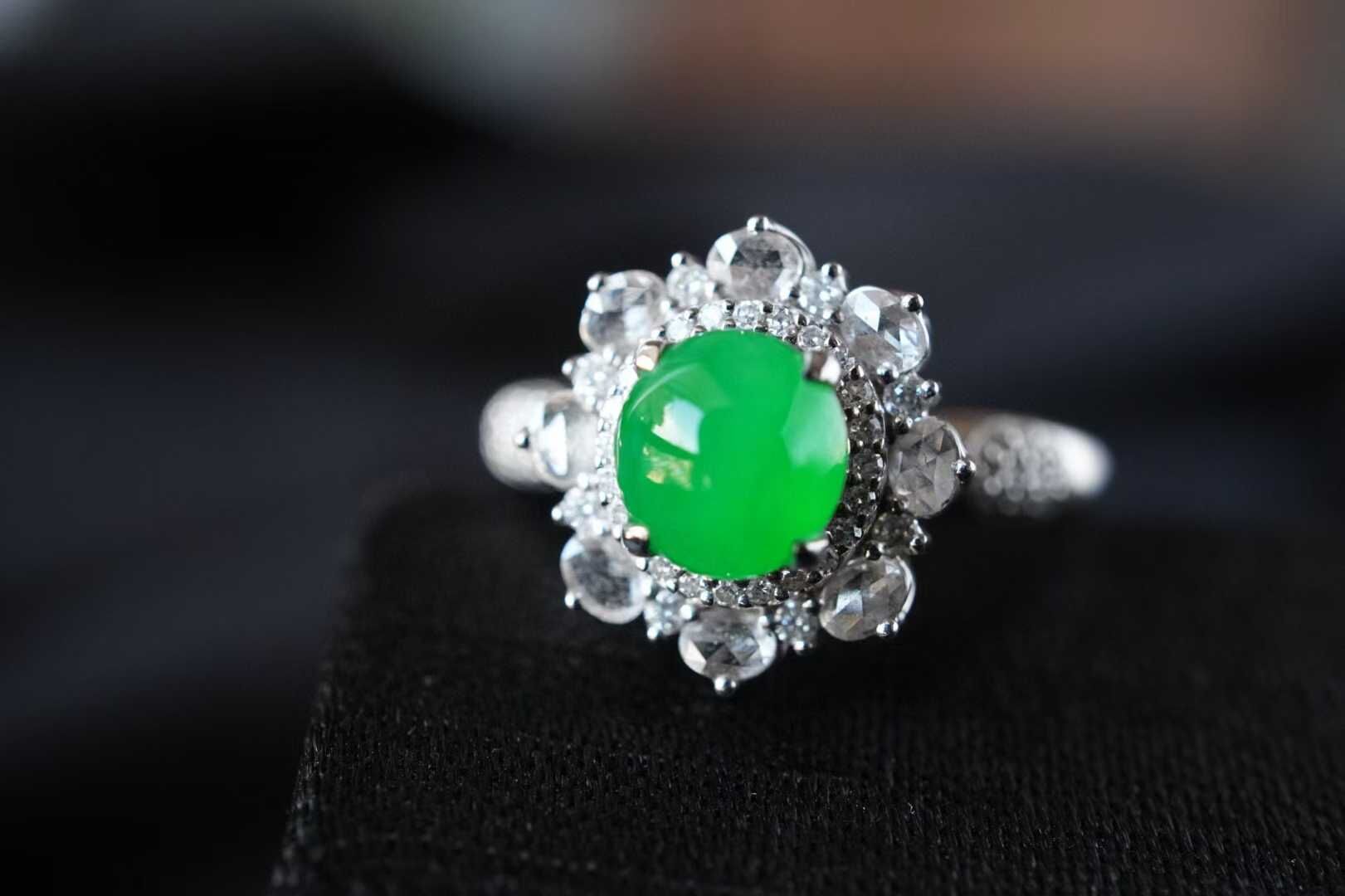 翡翠冰陽綠戒指,天然翡翠A玉, 緬甸玉, Jade, Jadeite