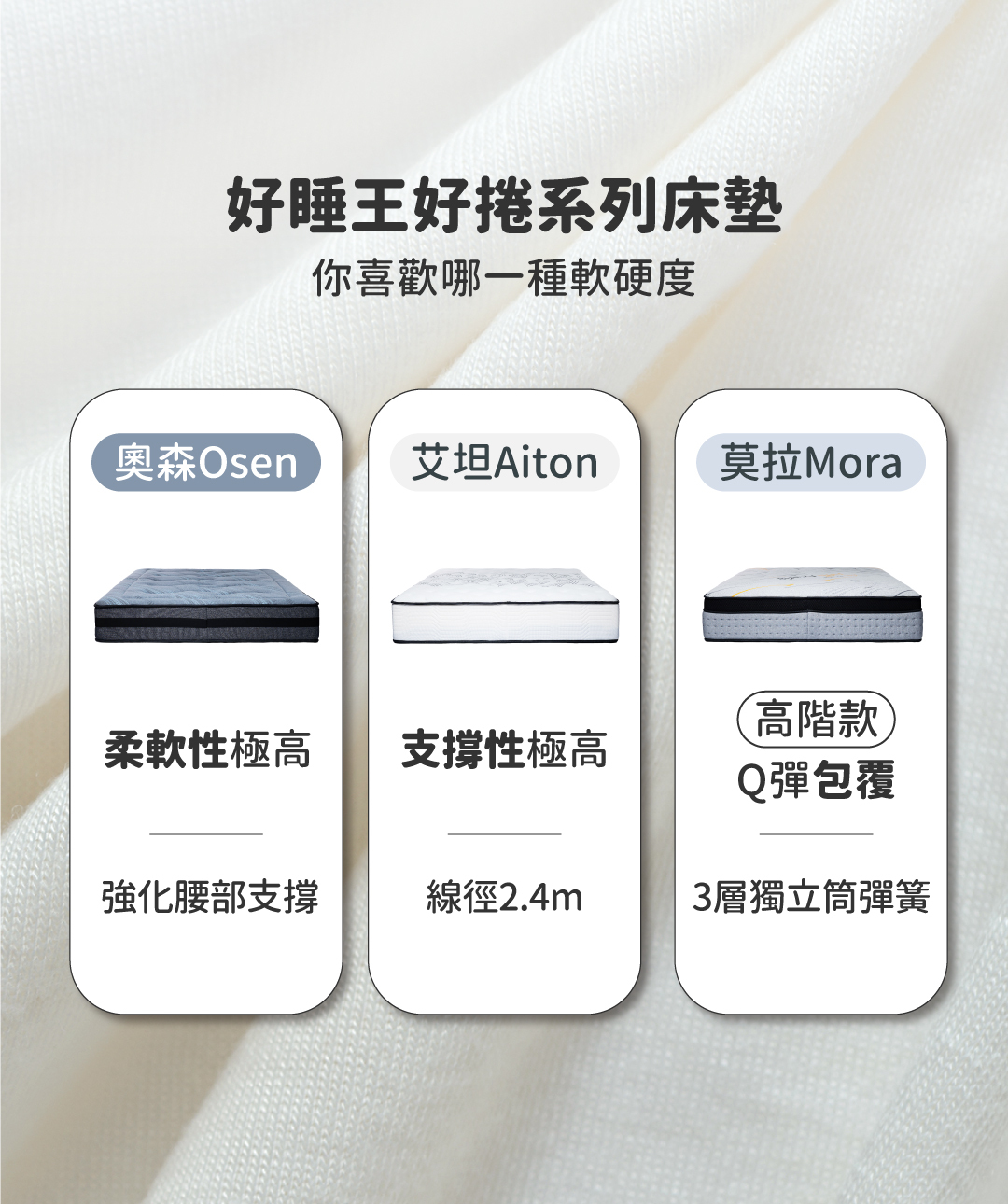 床墊推薦丨好捲系列-莫拉床墊Mora丨好睡王家居.智惠居