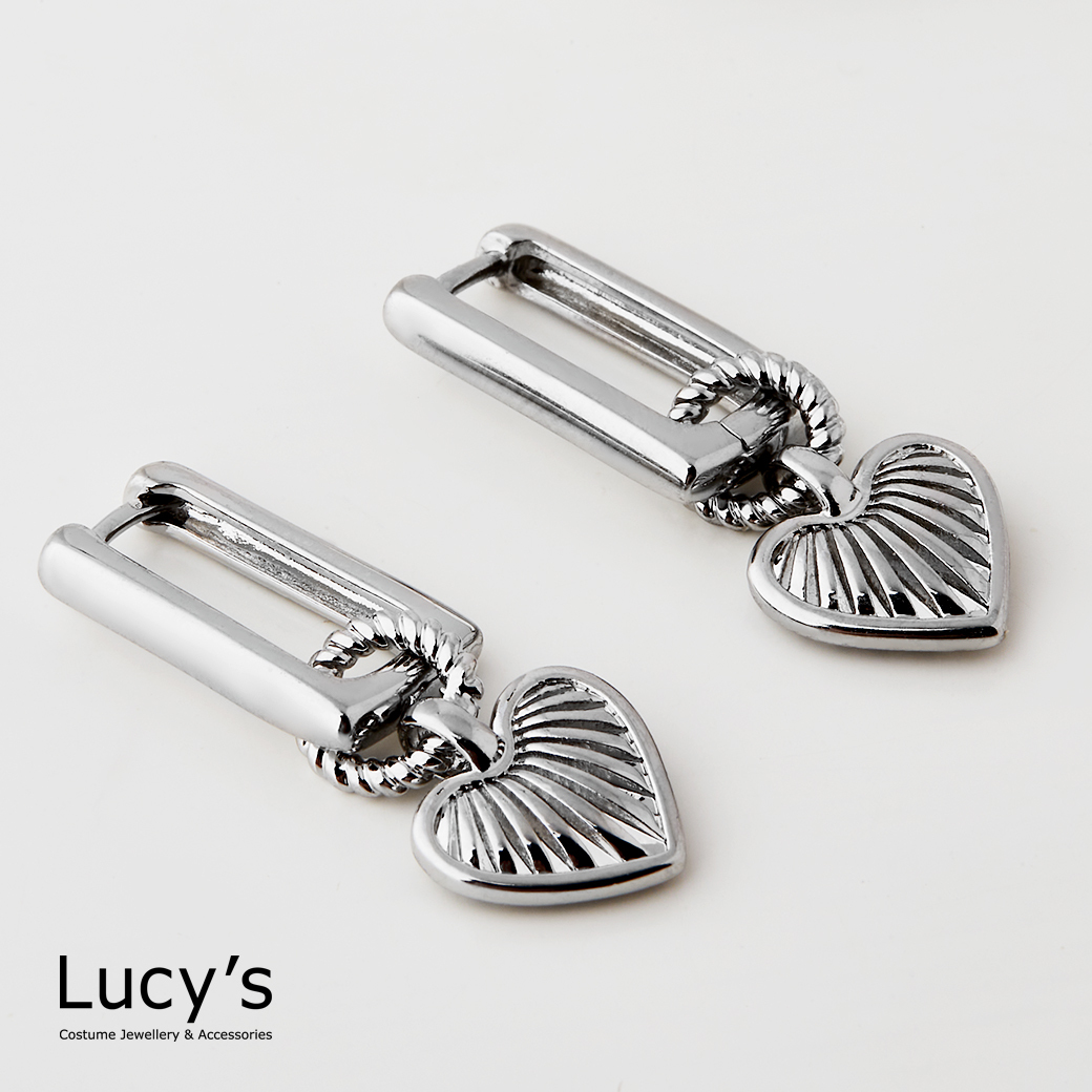 貝殼紋愛心 易扣耳環 (二色) (124443/124444)