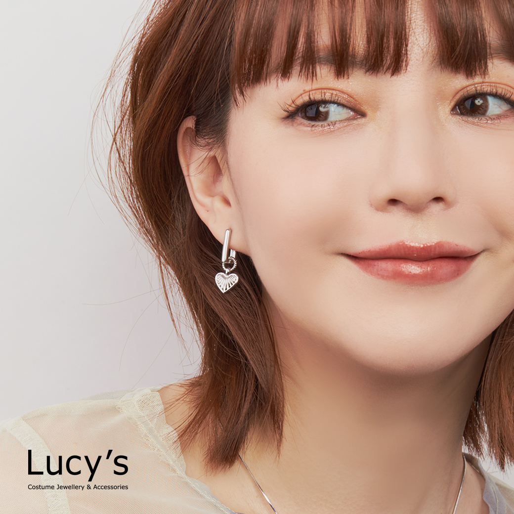 貝殼紋愛心 易扣耳環 (二色) (124443/124444)