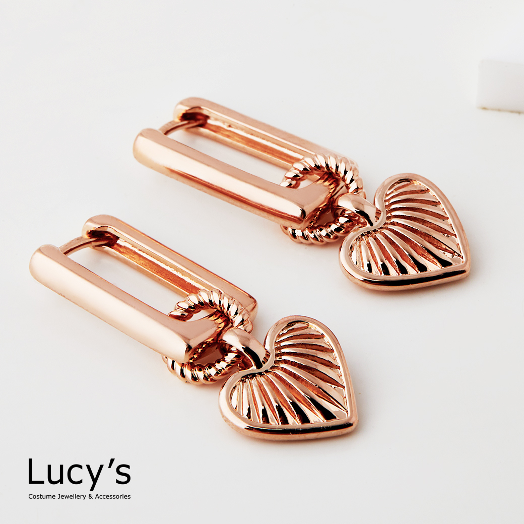 貝殼紋愛心 易扣耳環 (二色) (124443/124444)