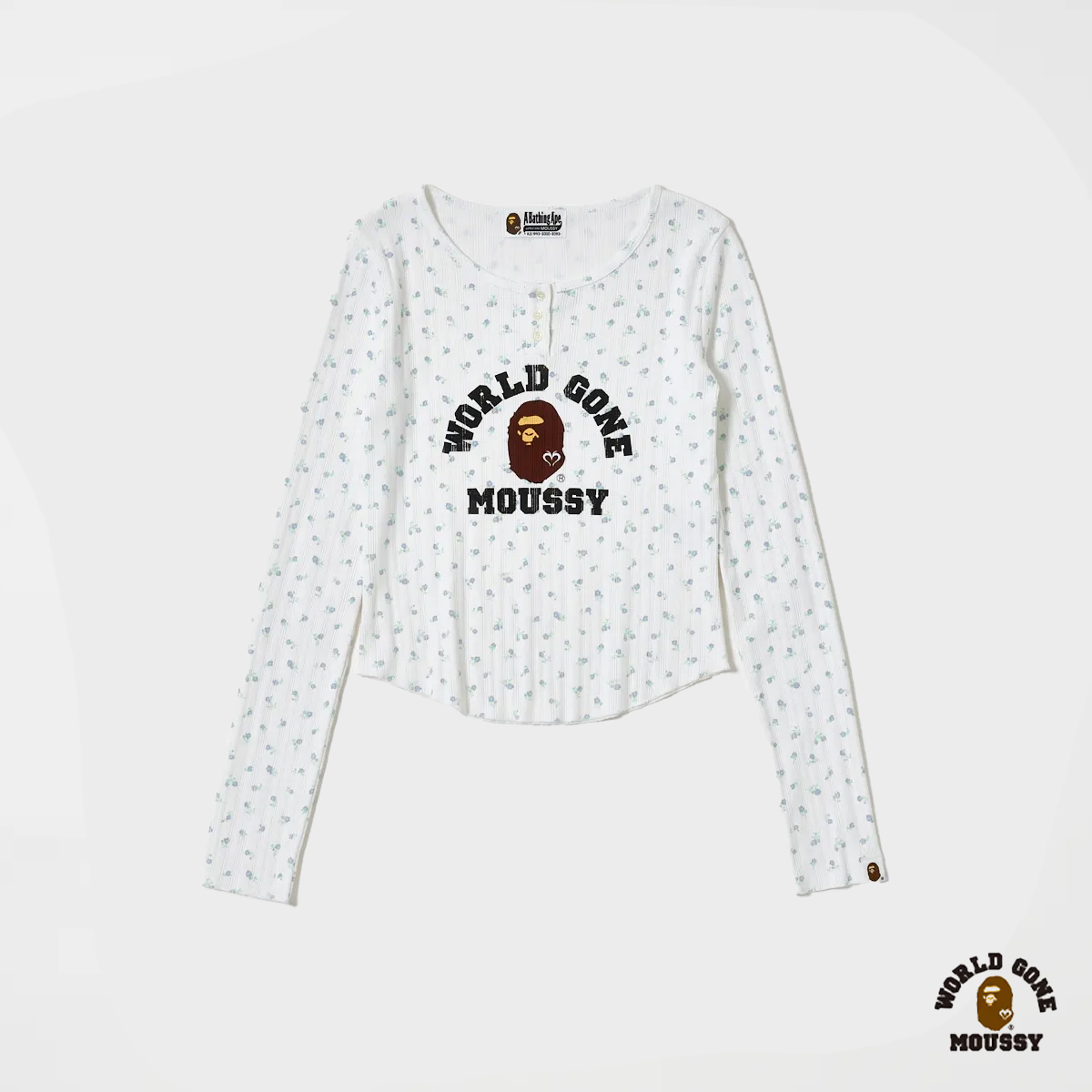 A BATHING APE X MOUSSY HENRY NECK L/S TEE 猿人頭碎花圓領長袖上