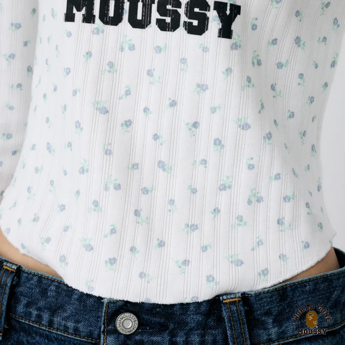 A BATHING APE X MOUSSY HENRY NECK L/S TEE 猿人頭碎花圓領長袖上