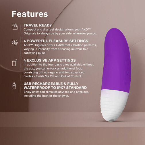 LELO - Ako Originals 智能可用APP陰蒂震動器 - 紫色