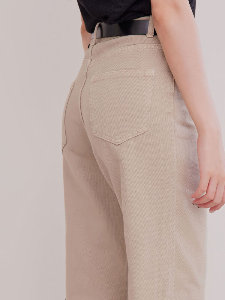 翻邊直筒牛仔褲（YKK拉鍊）