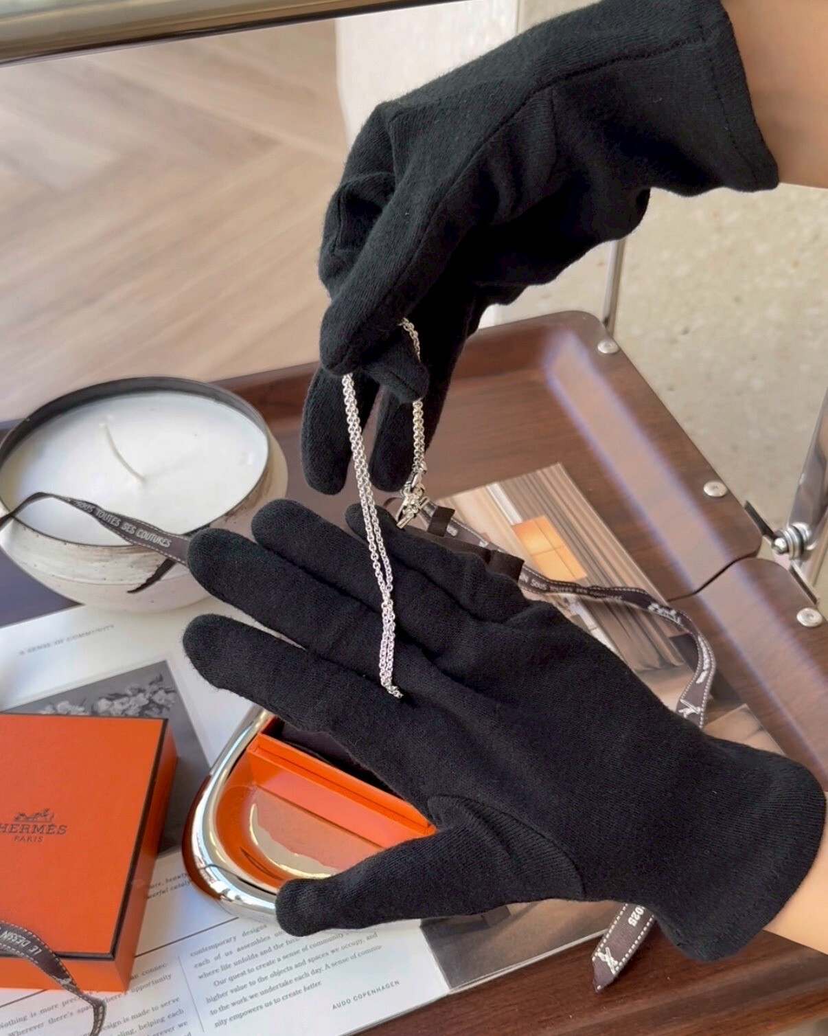 HERMES｜豬鼻子項鍊 銀色