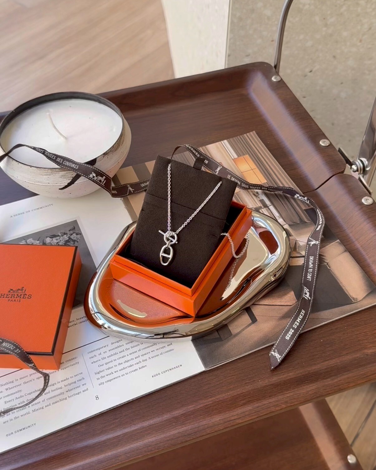 HERMES｜豬鼻子項鍊 銀色