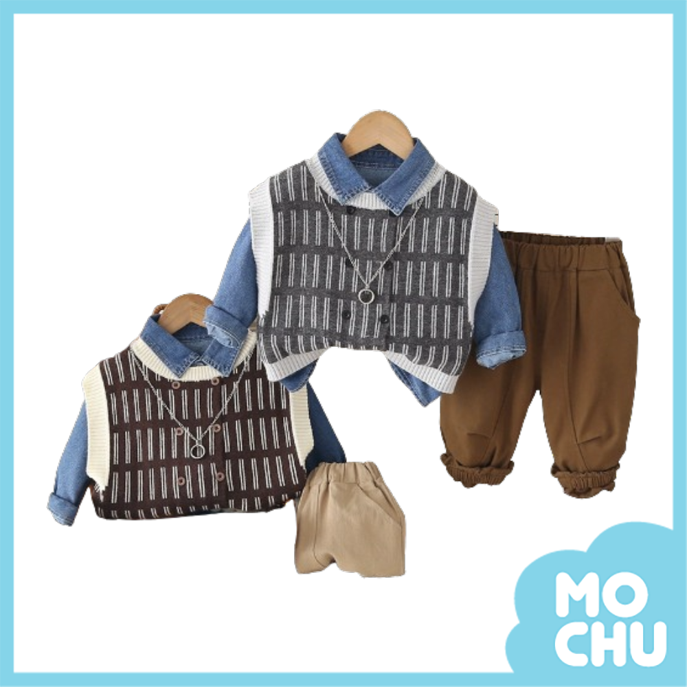 白線條背心三件組套裝(二色)