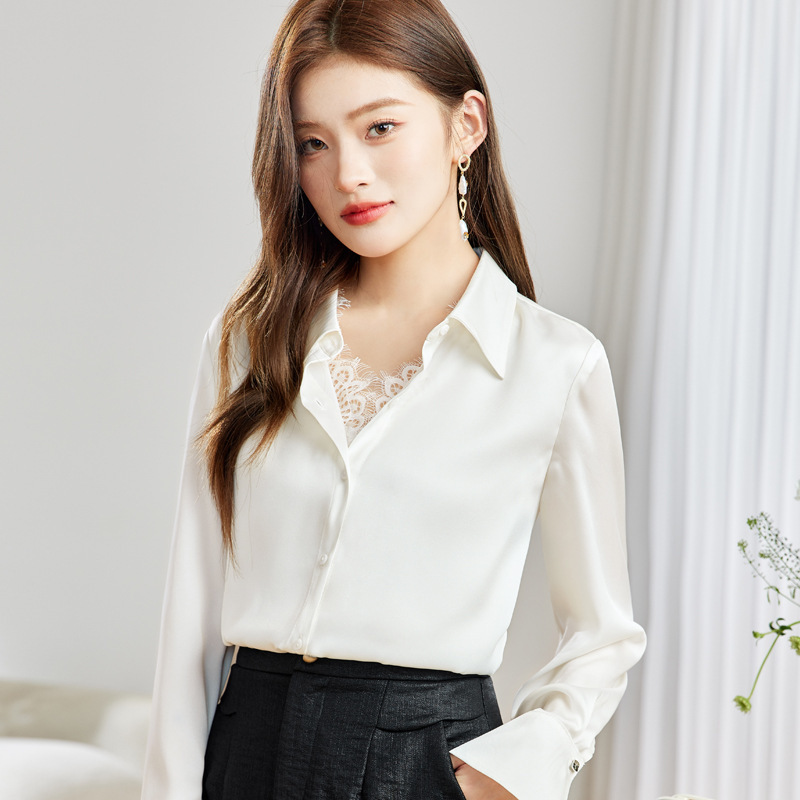 假兩件蕾絲雪紡襯衫 兩色