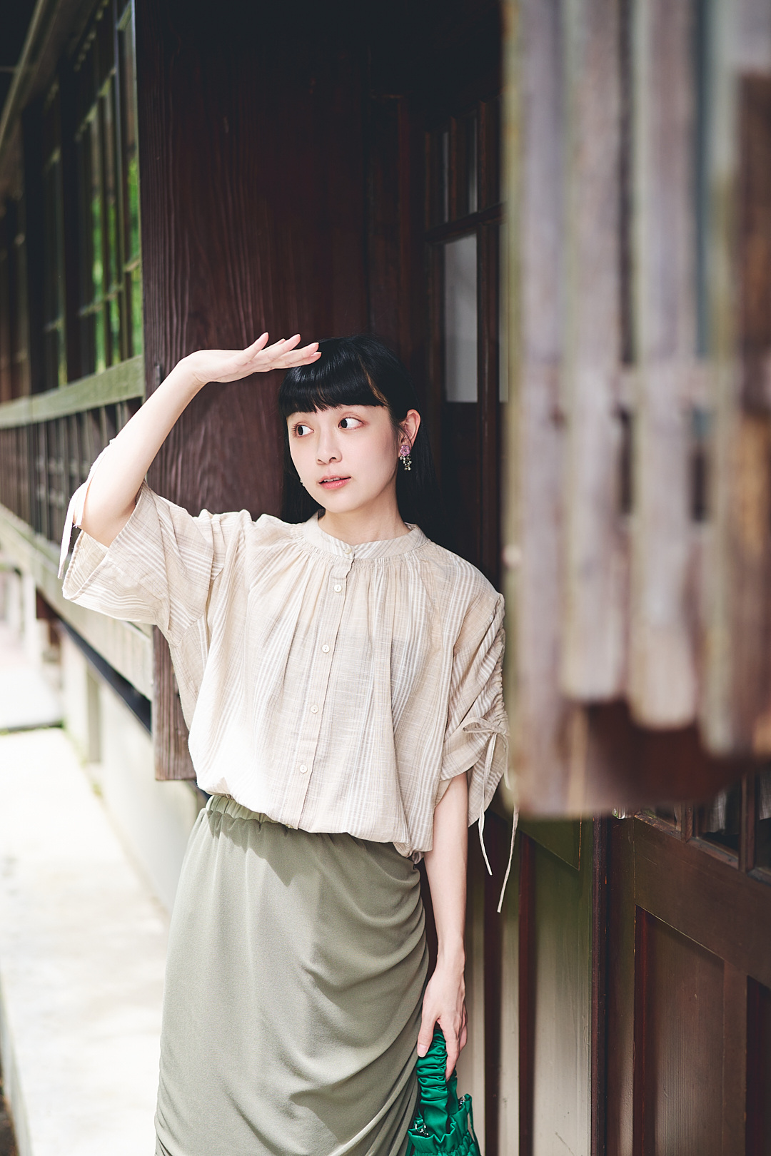 心間流動詩！2way袖斜紋襯衫(三色-米)