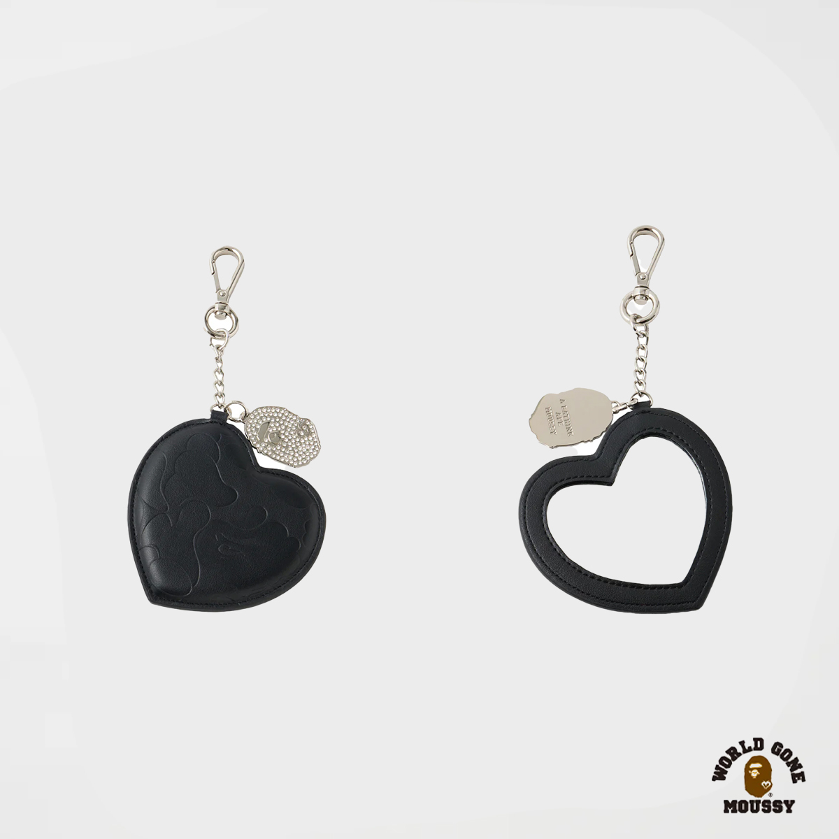 A BATHING APE X MOUSSY HEART MIRROR 愛心 鏡子 水鑽吊飾 吊飾