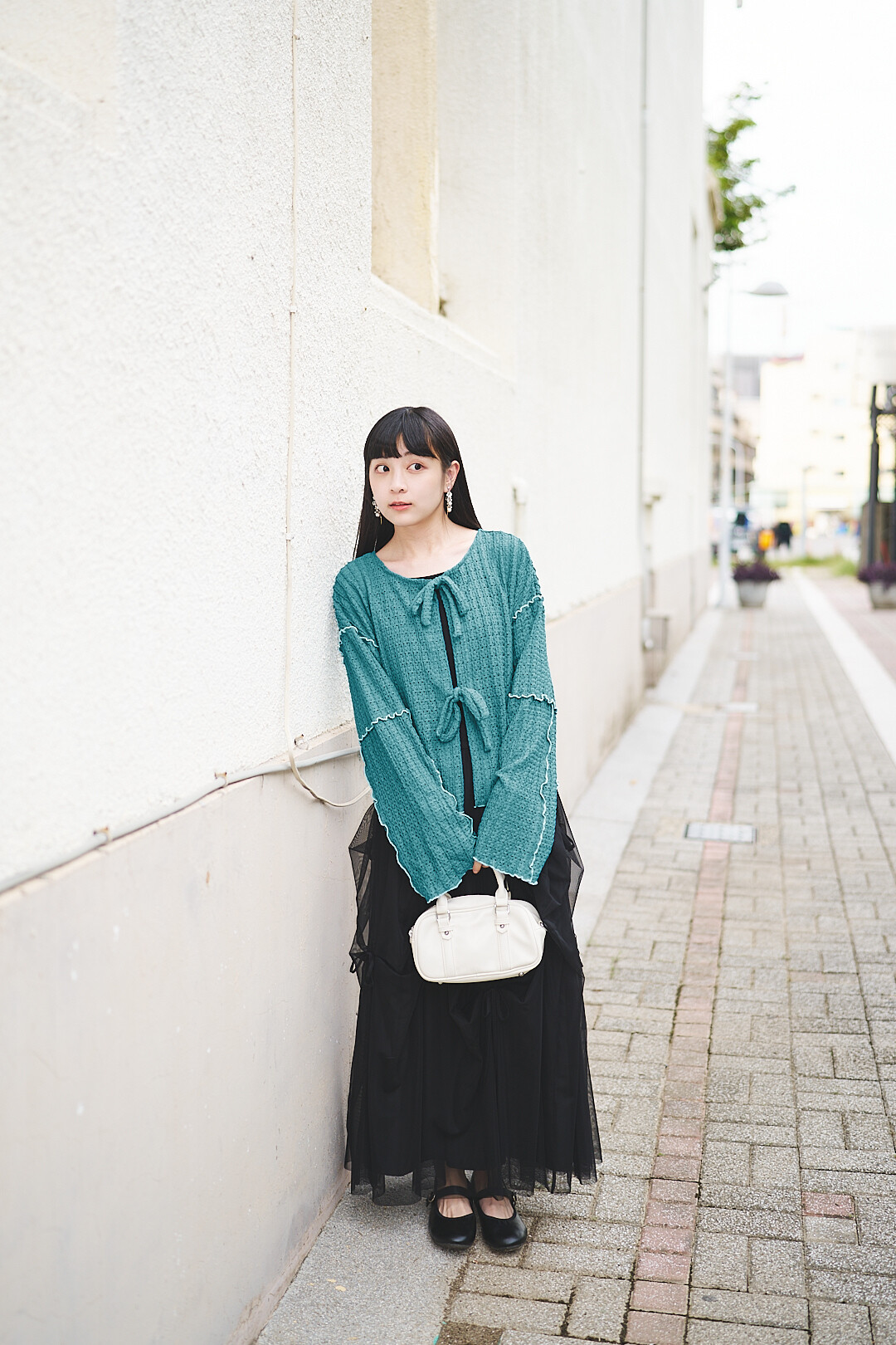 (限量)秋上溫室！蝴蝶結滾邊針織衫(兩色-藍)