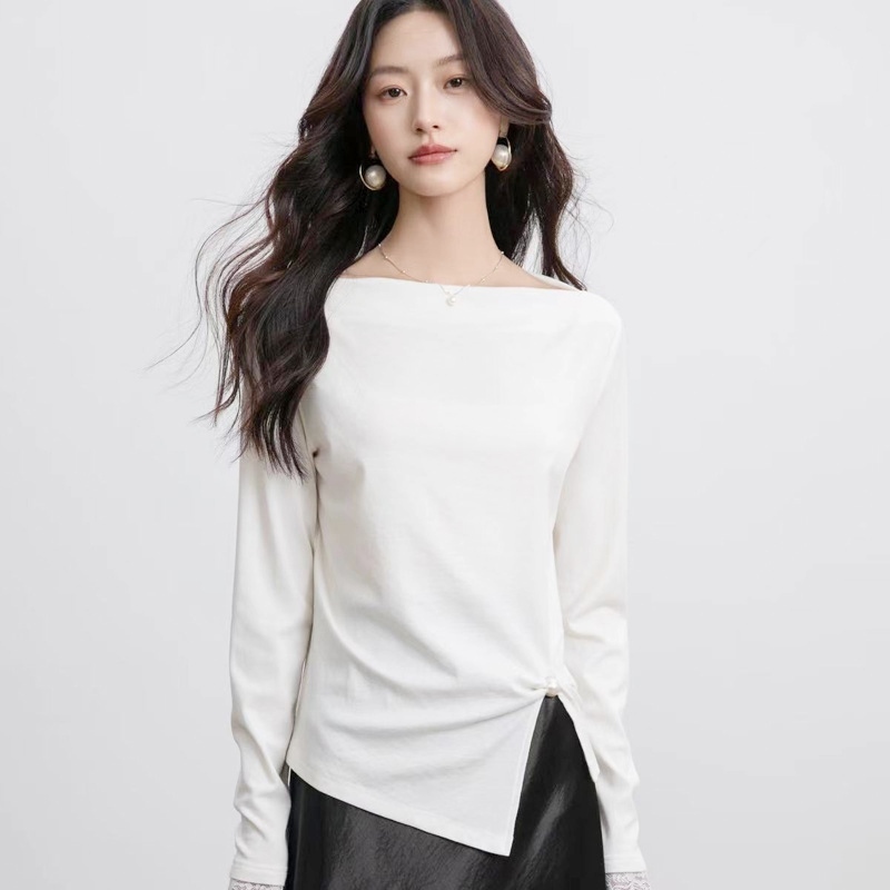 一字領側開衩上衣 三色