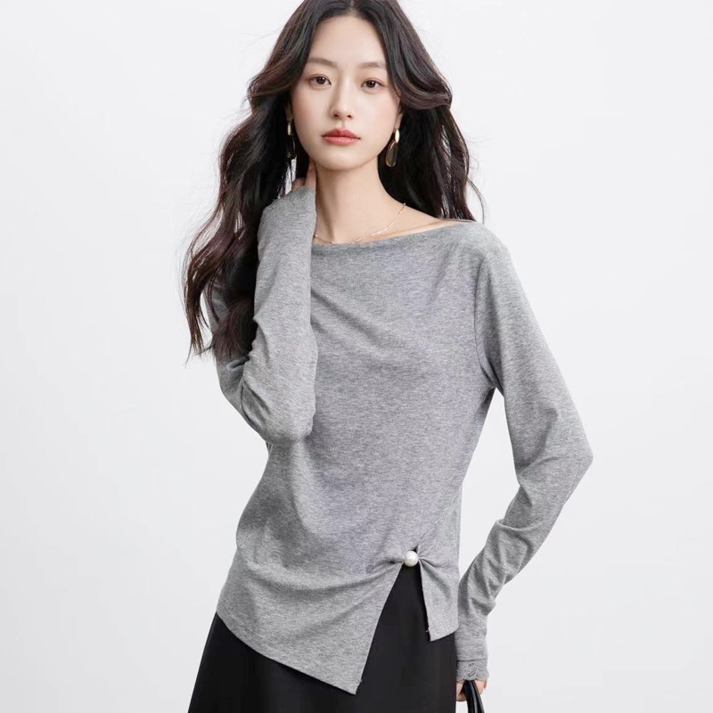 一字領側開衩上衣 三色