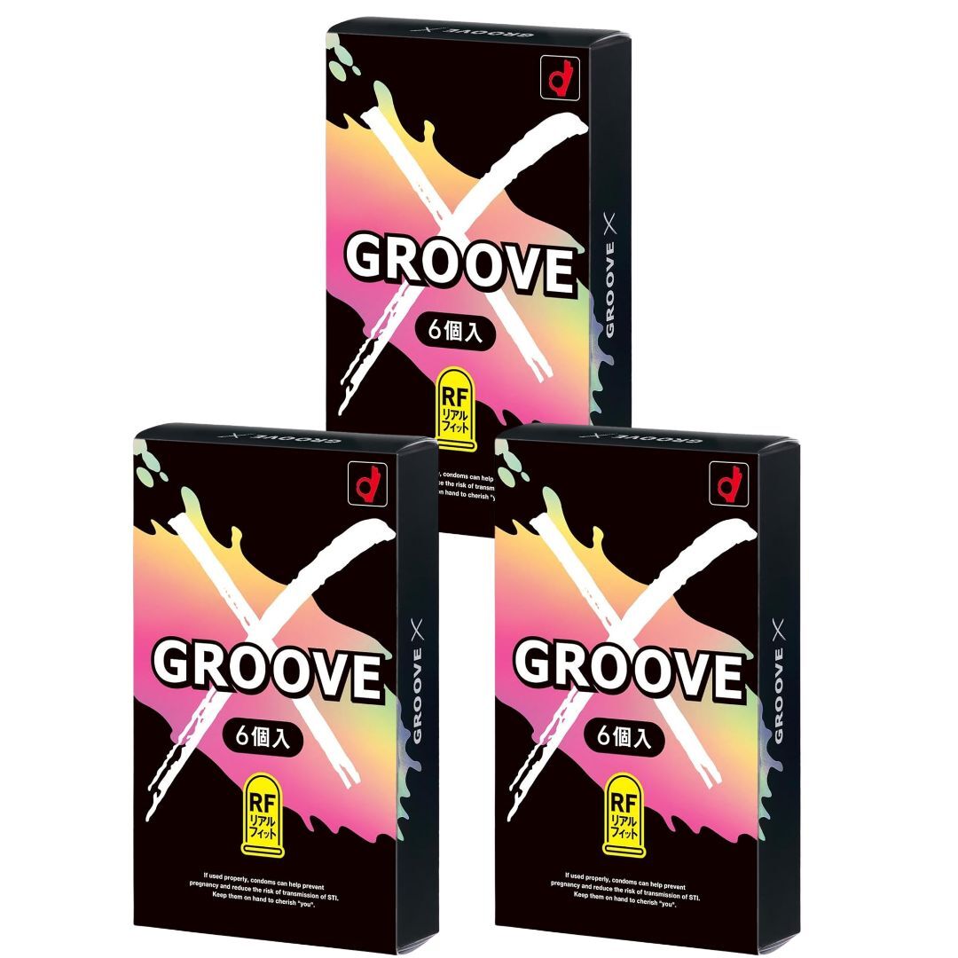 日版岡本 Groove X 雙重潤滑緊貼型 乳膠安全套（6片裝）三盒裝