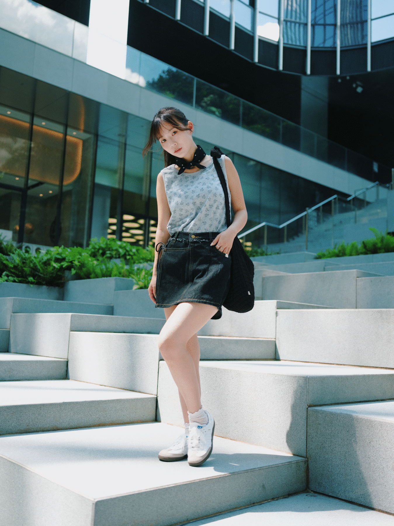 兩色 / 綁繩流蘇牛仔短裙褲 / Tie-String Tassel Denim Skort