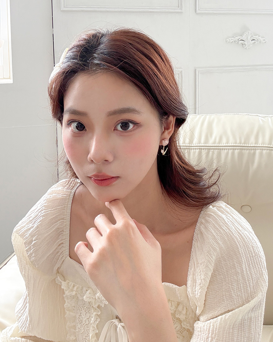 甜美花語彩釉鑽石鬱金香耳環-唯美粉純銀針式